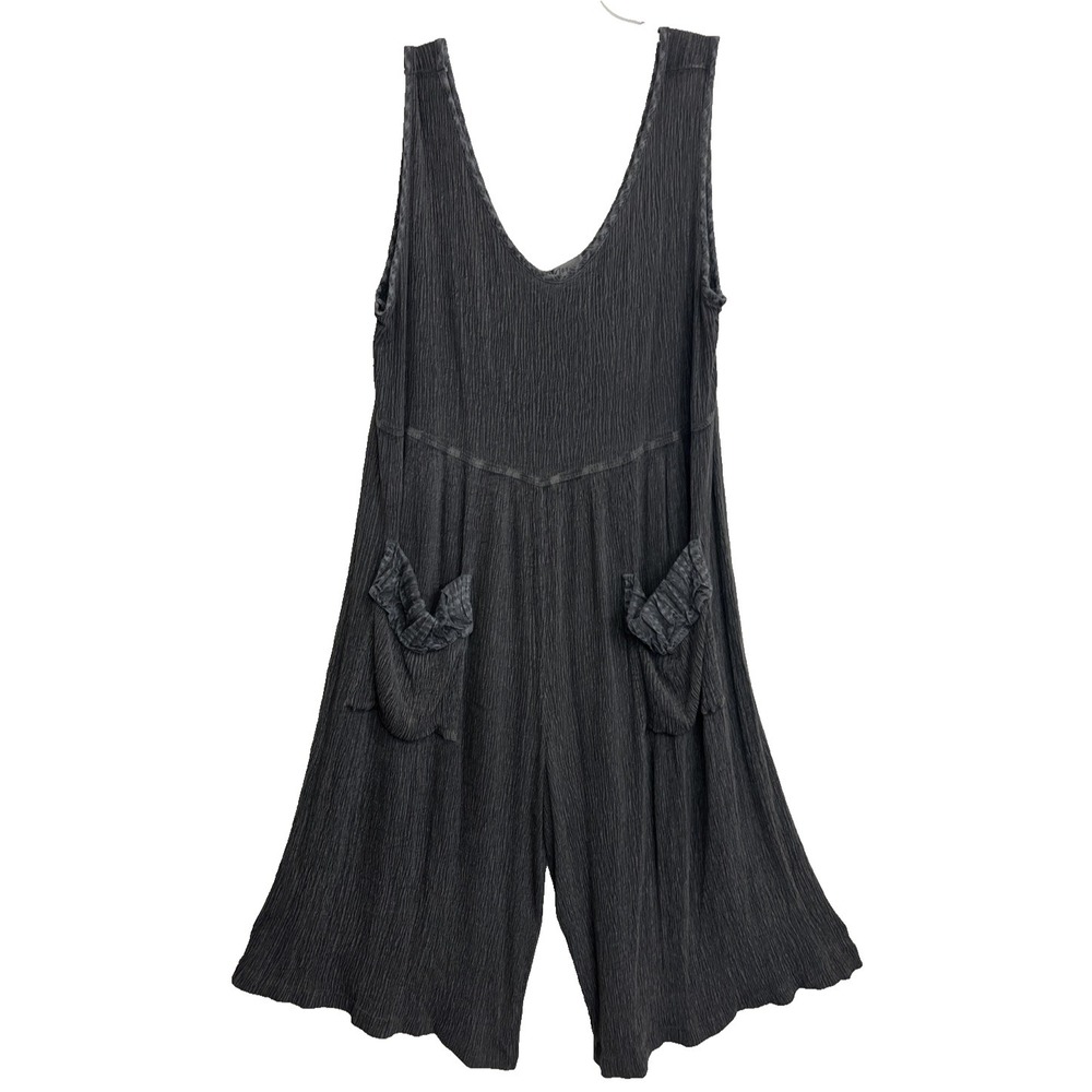 Mazi Women's Jumpsuit Size M Gray Cropped Sleeveless Pockets USA VTG Ribbed
